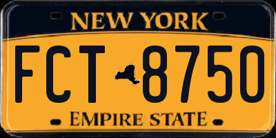 NY license plate FCT8750