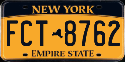 NY license plate FCT8762