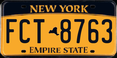 NY license plate FCT8763