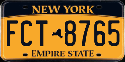 NY license plate FCT8765