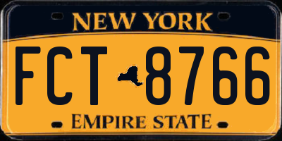 NY license plate FCT8766