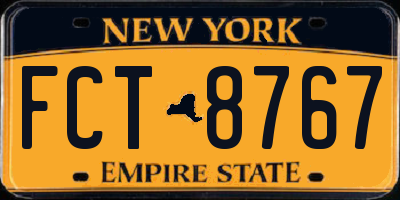 NY license plate FCT8767