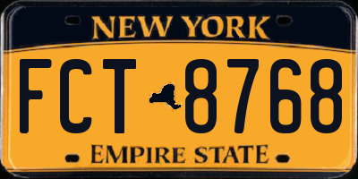 NY license plate FCT8768