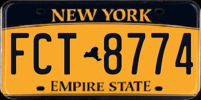 NY license plate FCT8774