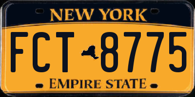 NY license plate FCT8775