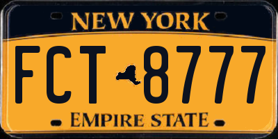 NY license plate FCT8777