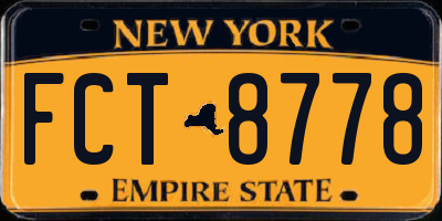 NY license plate FCT8778