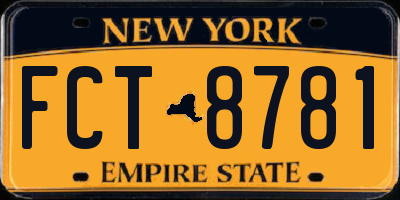 NY license plate FCT8781