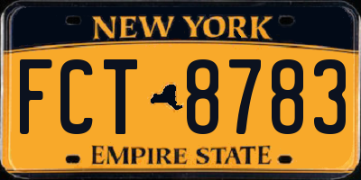 NY license plate FCT8783