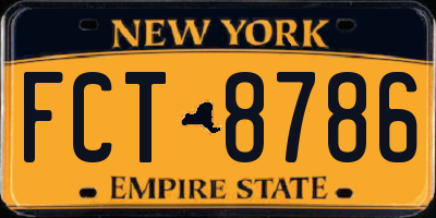 NY license plate FCT8786