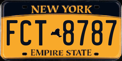 NY license plate FCT8787