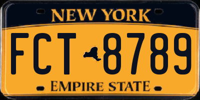 NY license plate FCT8789