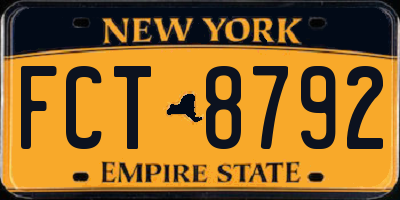 NY license plate FCT8792