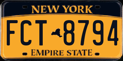 NY license plate FCT8794