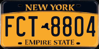 NY license plate FCT8804
