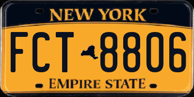 NY license plate FCT8806