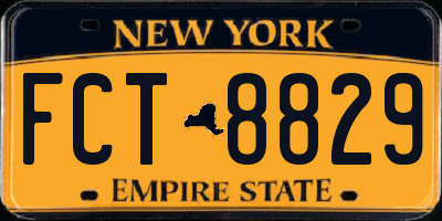 NY license plate FCT8829