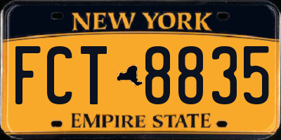 NY license plate FCT8835