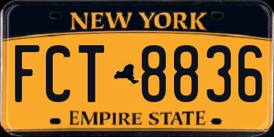 NY license plate FCT8836