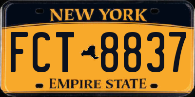 NY license plate FCT8837