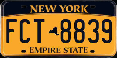 NY license plate FCT8839