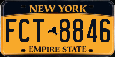 NY license plate FCT8846