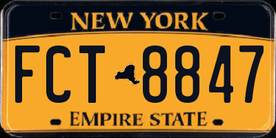 NY license plate FCT8847