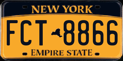NY license plate FCT8866