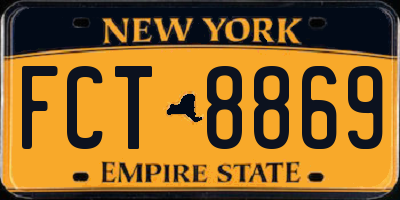 NY license plate FCT8869