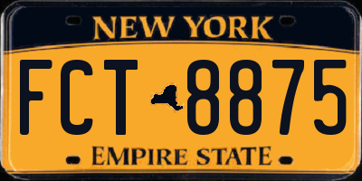 NY license plate FCT8875