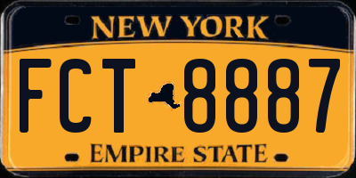 NY license plate FCT8887