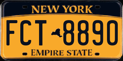 NY license plate FCT8890