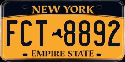 NY license plate FCT8892