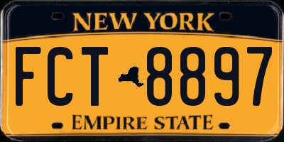 NY license plate FCT8897