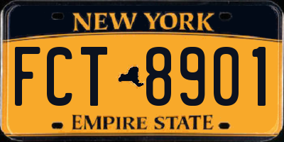 NY license plate FCT8901