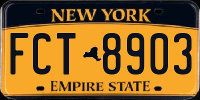 NY license plate FCT8903