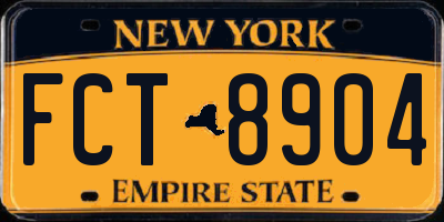 NY license plate FCT8904