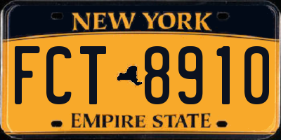 NY license plate FCT8910
