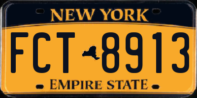 NY license plate FCT8913
