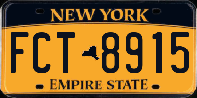 NY license plate FCT8915