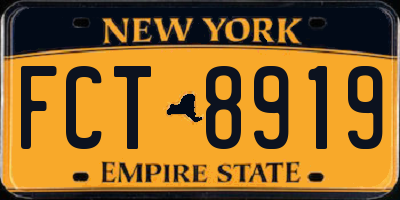 NY license plate FCT8919