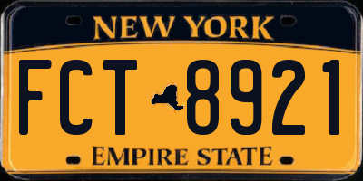NY license plate FCT8921