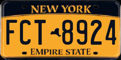 NY license plate FCT8924
