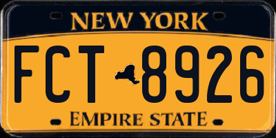 NY license plate FCT8926