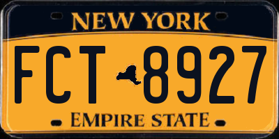 NY license plate FCT8927