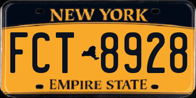 NY license plate FCT8928