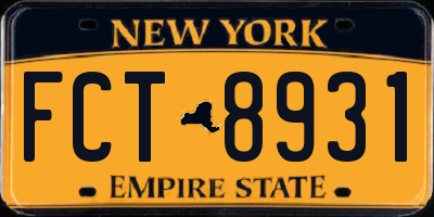 NY license plate FCT8931