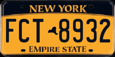 NY license plate FCT8932