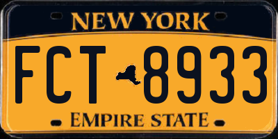 NY license plate FCT8933