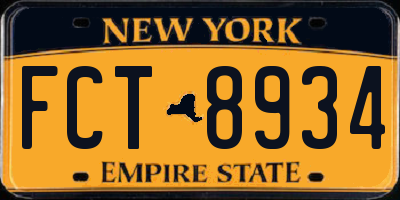 NY license plate FCT8934